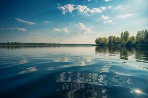 A scene in which the entire sky is reflected in the water. photo