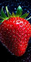 Dynamic and mesmerizing composition of a strawberry wet. AI geneartive photo