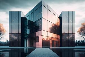 Modern office building, business center. Neural network photo