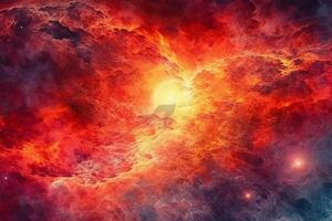 resumen lujoso rojo naranja fuego, Dom ligero planeta superficie, grunge textura, fantasía galaxia antecedentes. ai generativo foto