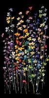 Watercolor, small flowers, black background, neatly arranged, continuous in all directions. photo