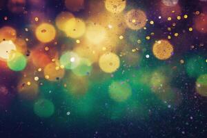 fancy bokeh light, grunge texture, vintage style background, green purple yellow gradient. photo