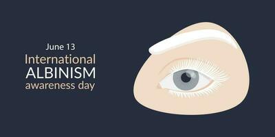 International Albinism Awareness Day. Albino female eye and eyebrow. June 13th. Natural appearance. Vector illustration
