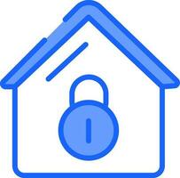 Home Lock Icon In Blue And White Color. vector