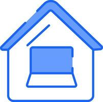 Work From Home Icon In Blue And White Color. vector