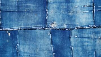 Blue white jean texture, rough blue jean background, vintage. photo