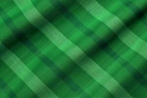 verde tela textil patrón, tartán fondo, lino algodón. ai generativo foto
