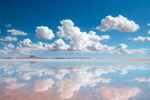 Salar de Uyuni, reflection water, sky. photo