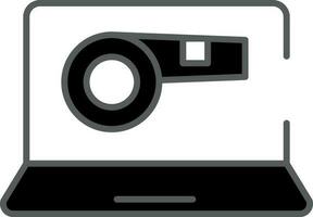 Black And White Color Whistle In Laptop Icon. vector