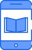 Blue And White Color Open Book In Smartphone Icon. vector