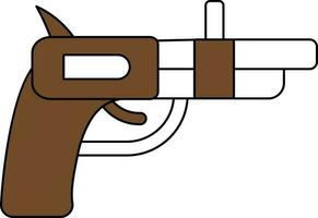 Pistol Or Gun Icon In Brown And White Color. vector