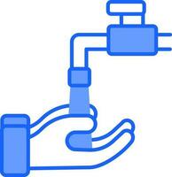 Hand Washing From Faucet Icon In Blue And White Color. vector