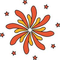 Fireworks Icon Or Symbol In Orange And Yellow Color. vector