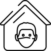 Linear Style Man Using Face Mask In House Icon. vector