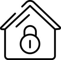 Home Lock Icon In Black Line Art. vector