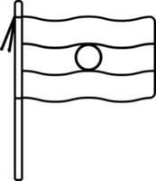 India Flag Icon In Black Line Art. vector
