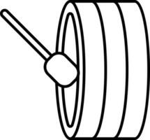 Snare Drum With Stick Icon In Line Art. vector