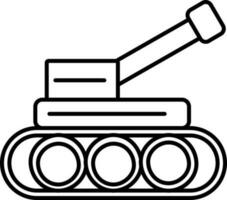 Tank Icon In Black Line Art. vector