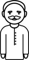 Indian Man Icon In Line Art. vector