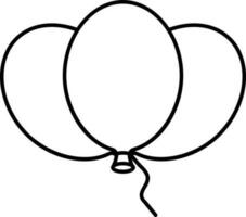 Balloons Icon In Black Line Art. vector