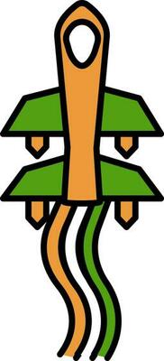Tricolor Fighter Plane Icon In Flat Style.