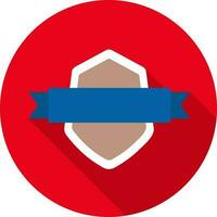 Shield Badge Icon On Red Background. vector