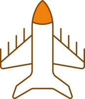 Fighter Plane Icon In Orange And White Color. vector