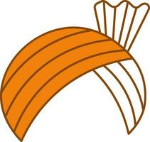 Turban Icon In Orange And White Color. vector