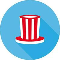 Striped Top Hat Icon In Red And White Color. vector