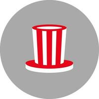 Striped Top Hat Icon In Red And White Color. vector