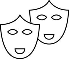 Theater Mask Icon In Black Line Art. vector