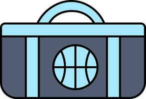 Basketball Duffel Bag Icon In Blue Color. vector