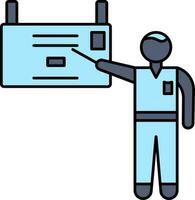 Man Presenting Board Icon In Blue Color. vector