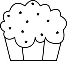 Muffin Icon In Black Line Art. vector