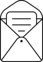 Open Envelope With Paper Icon In Line Art. vector