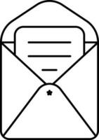 Open Envelope With Paper Icon In Line Art. vector