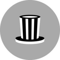 Striped Top Hat Icon In Black And White Color. vector