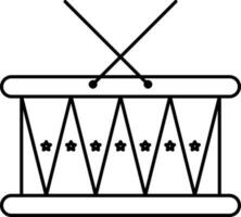 Snare Drum Icon In Black Line Art. vector