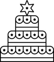 Cake Icon In Black Line Art. vector