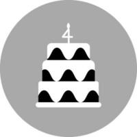 Cake With Four Number Candle Icon On Gray Background. vector