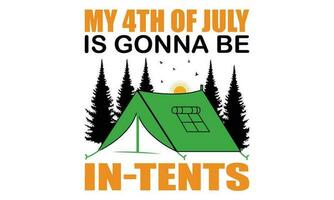 4th of July camper, Independence day. Camping, hiking, outdoor adventure graphic vector illustration funny typography slogan text for t shirt design, prints, poster. Summer travel badge saying,