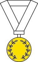 Medal Icon Or Symbol In White And Yellow Color. vector