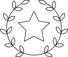Star Laurel Wreath Icon In Linear Style. vector