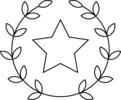 Star Laurel Wreath Icon In Linear Style. vector