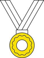 Medal Icon Or Symbol In White And Yellow Color. vector