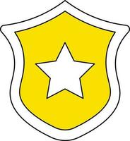 White And Yellow Star Shield Icon Or Symbol. vector
