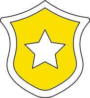 White And Yellow Star Shield Icon Or Symbol. vector