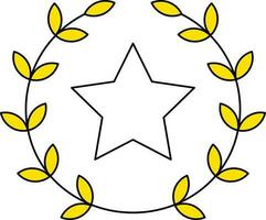 Star Laurel Wreath Icon In White And Yellow Color. vector