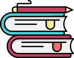 Colorful Books With Pen Icon In Flat Style. vector