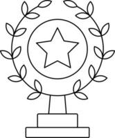 Wreath Trophy Icon Or Symbol In Thin Line Art. vector